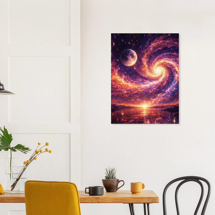 Moonwake Spiral – Kosmische Eleganz für moderne Wohnräume - Simpls space print-Print Material