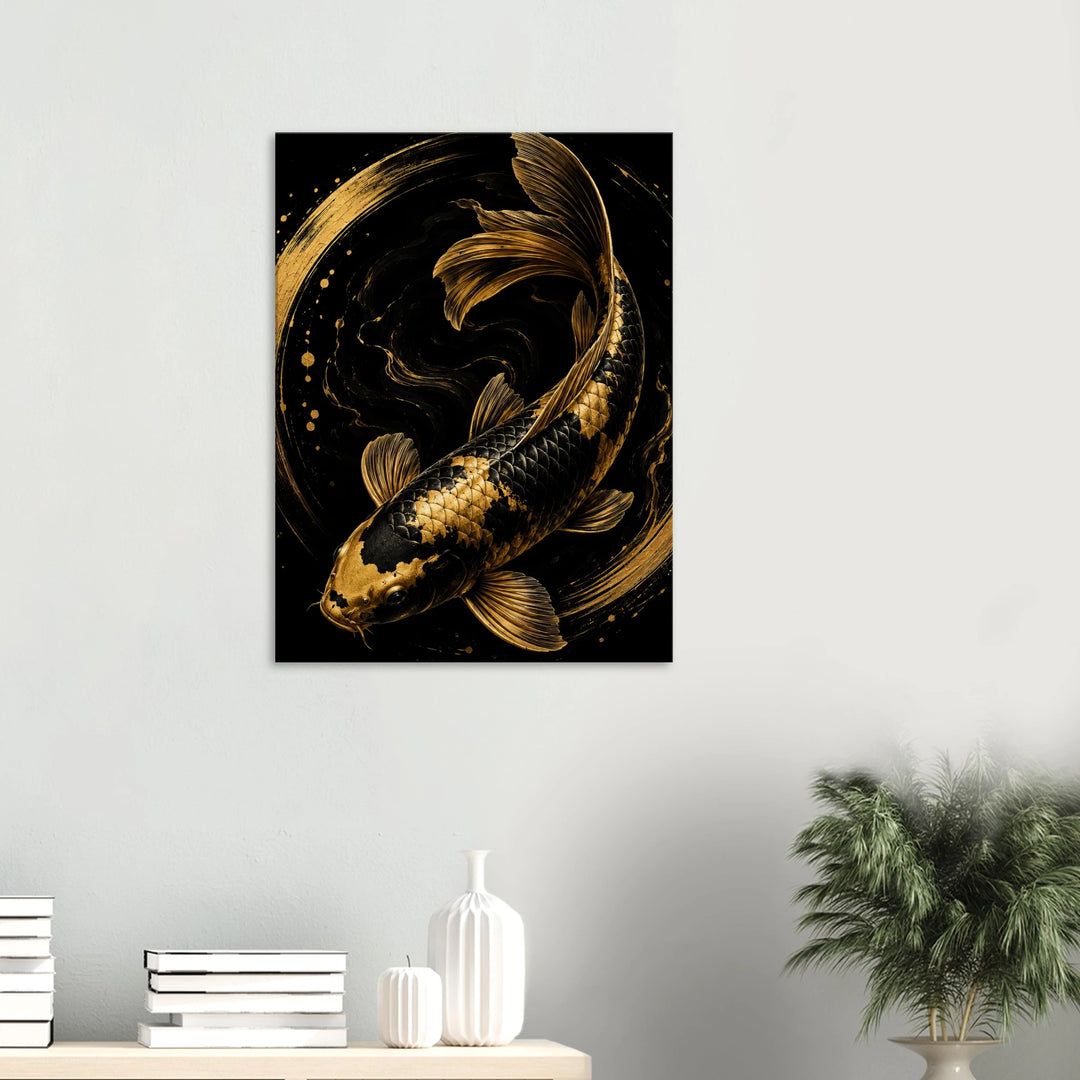 Liquid Koi – Wo Ruhe in goldene Eleganz fließt - Simpls space print-Print Material