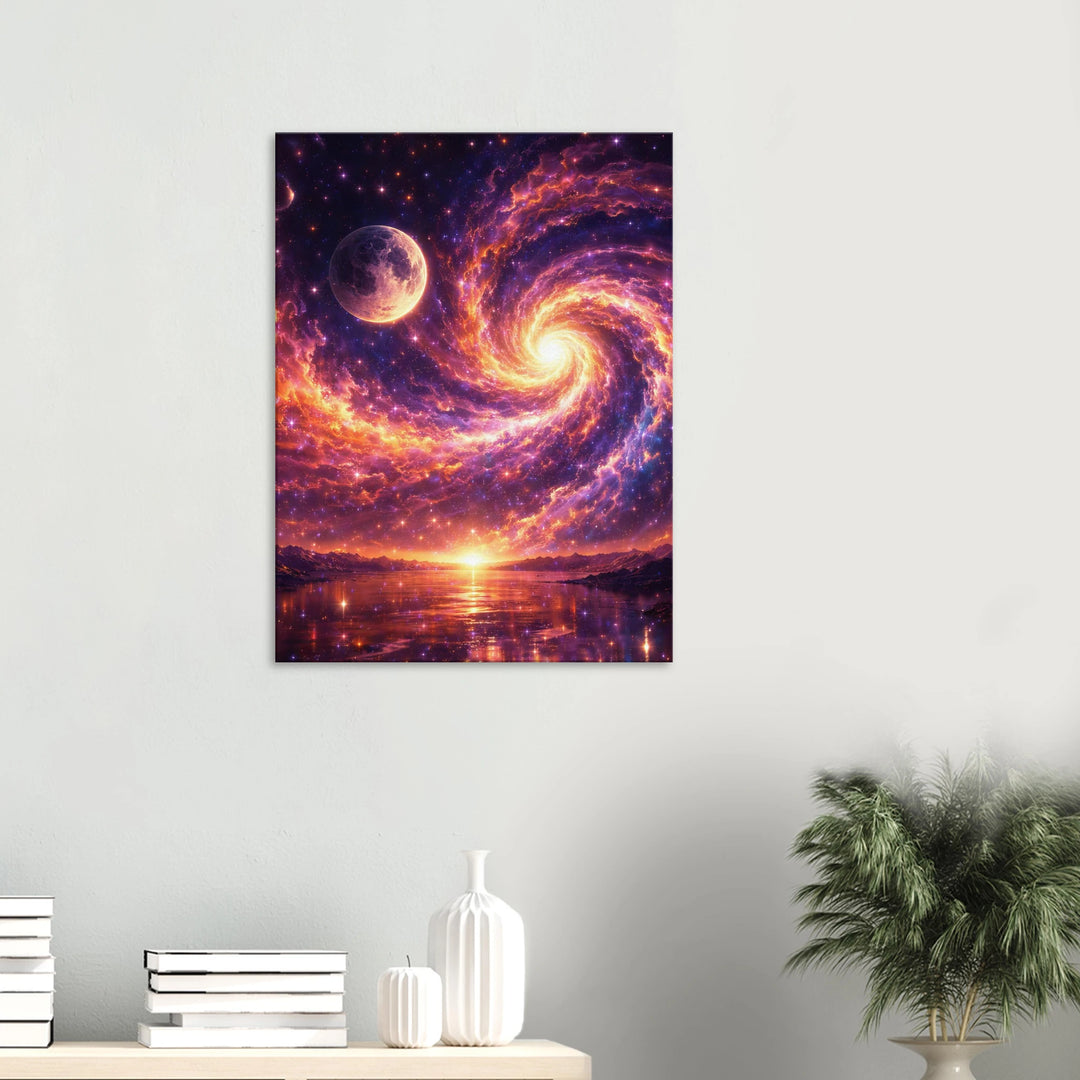 Moonwake Spiral – Kosmische Eleganz für moderne Wohnräume - Simpls space print-Print Material
