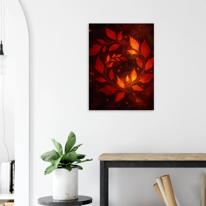 Crimson Leaves Galaxy - Simpls space print - Print Material