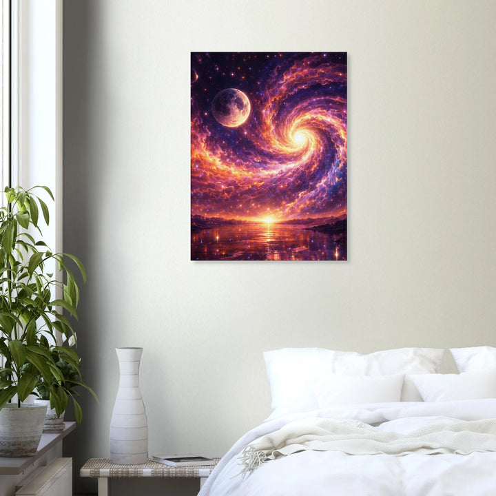 Moonwake Spiral – Kosmische Eleganz für moderne Wohnräume - Simpls space print-Print Material