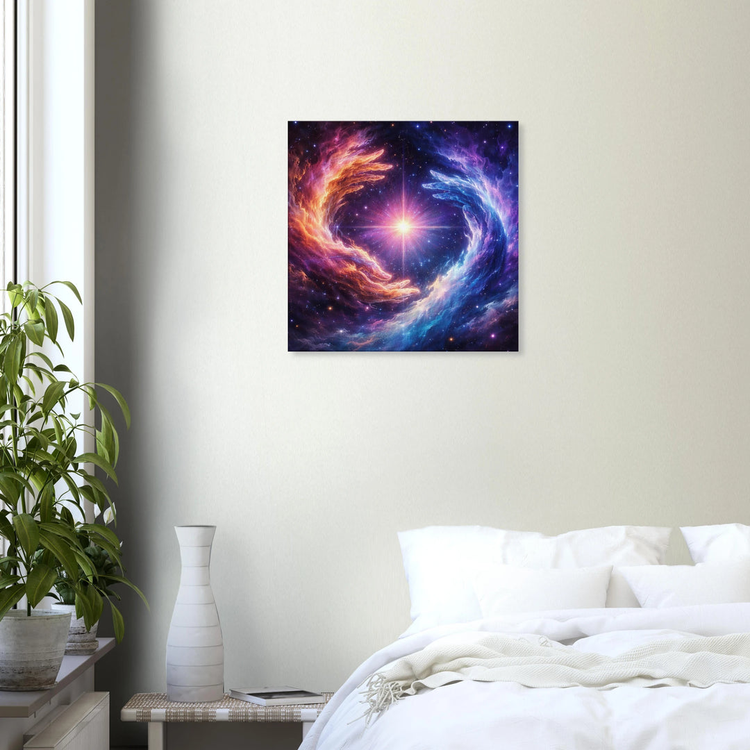 Stellar Embrace – Umarmung aus Licht und Unendlichkeit - Simpls space print-Print Material