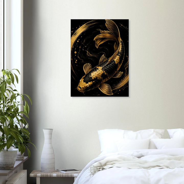 Liquid Koi – Wo Ruhe in goldene Eleganz fließt - Simpls space print-Print Material