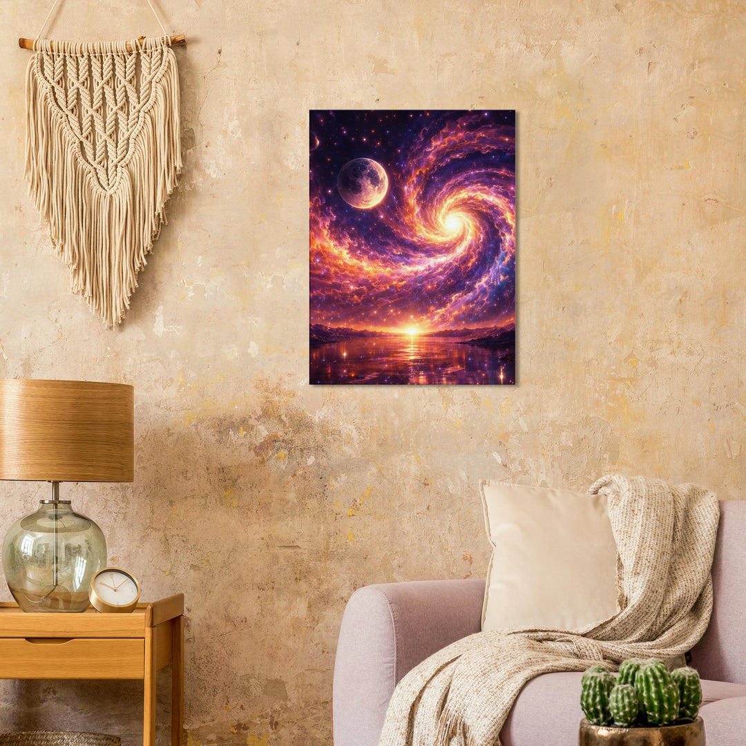 Moonwake Spiral – Kosmische Eleganz für moderne Wohnräume - Simpls space print - Print Material
