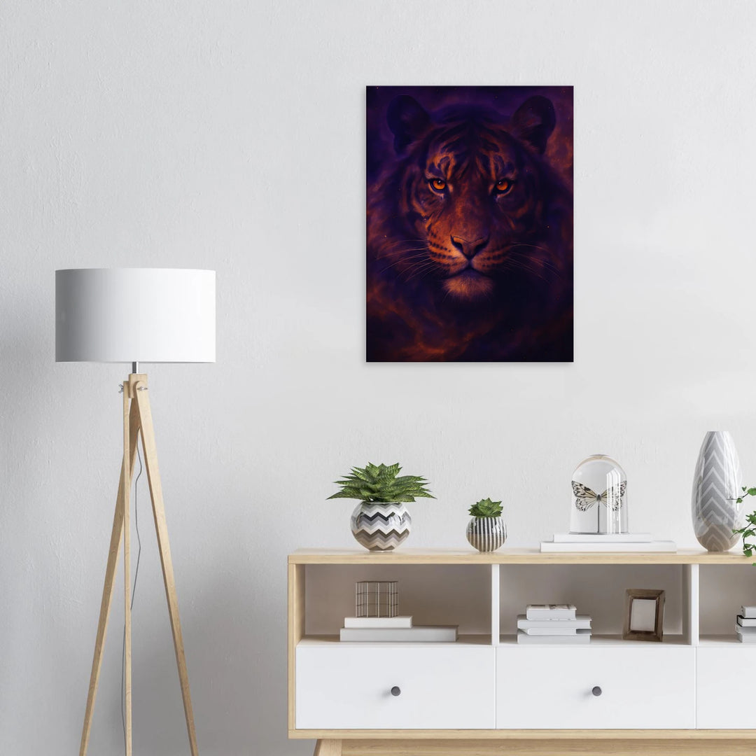 Nebula Tiger – Der kosmische Blick der Wildheit und Stille - Simpls space print-Print Material