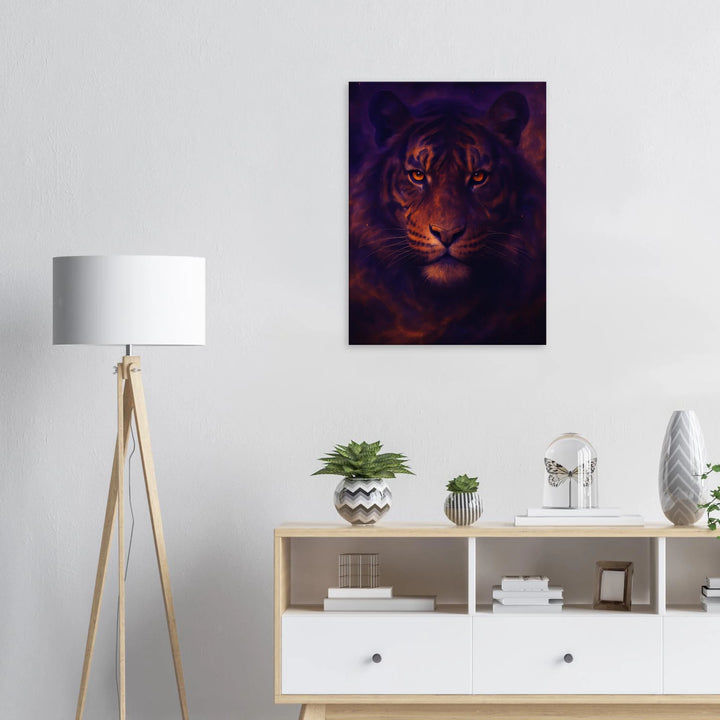 Nebula Tiger – Der kosmische Blick der Wildheit und Stille - Simpls space print-Print Material