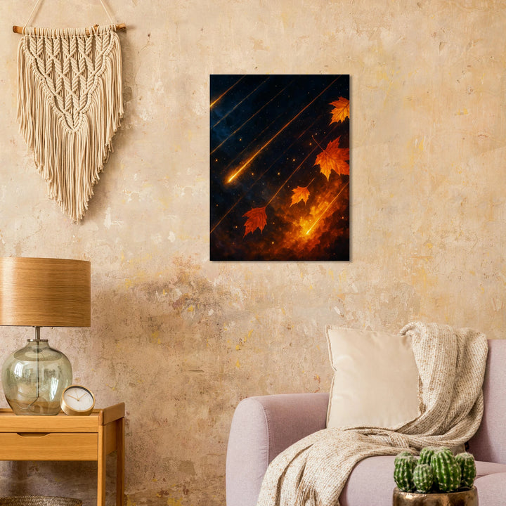 Falling Stars, Falling Leaves – Wenn der Himmel den Herbst umarmt - Simpls space print-Print Material