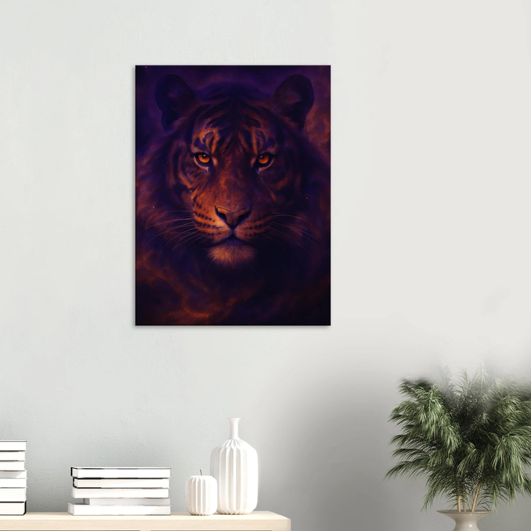 Nebula Tiger – Der kosmische Blick der Wildheit und Stille - Simpls space print-Print Material