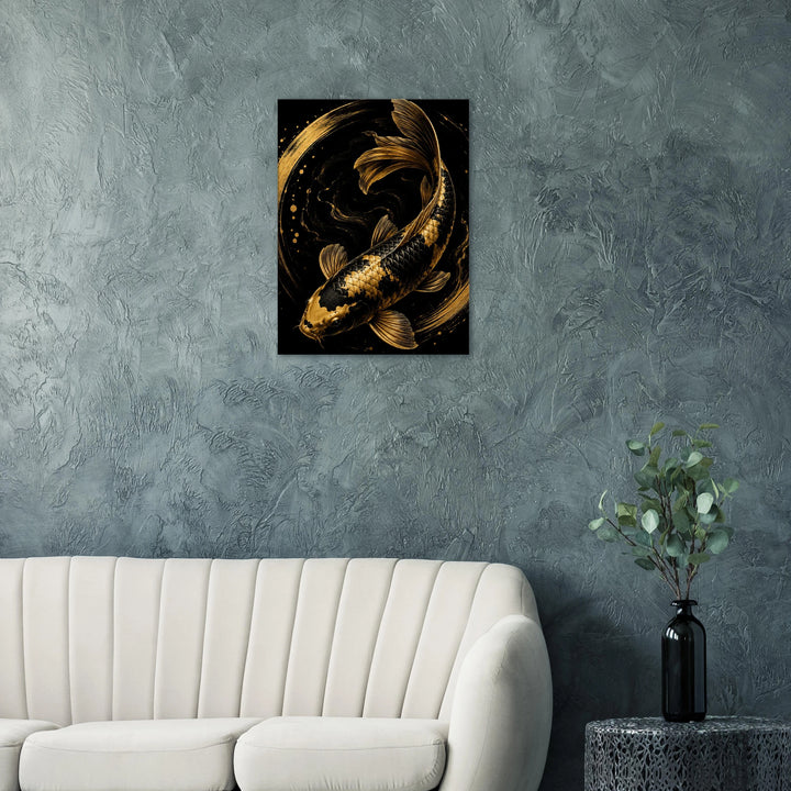 Liquid Koi – Wo Ruhe in goldene Eleganz fließt - Simpls space print-Print Material