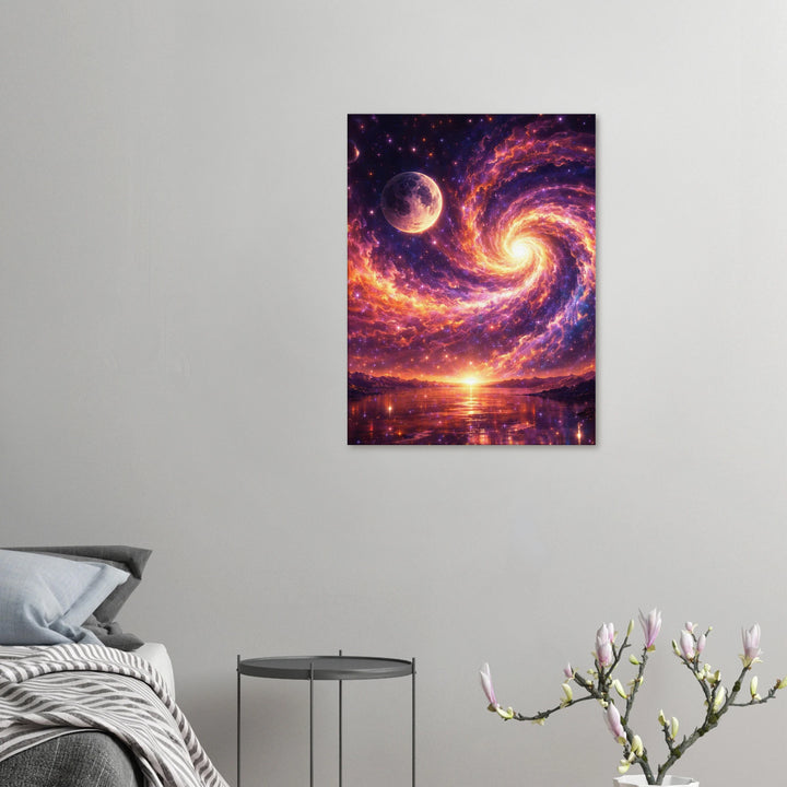 Moonwake Spiral – Kosmische Eleganz für moderne Wohnräume - Simpls space print-Print Material