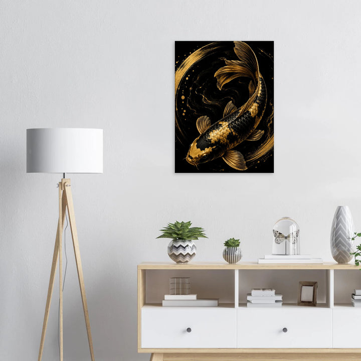 Liquid Koi – Wo Ruhe in goldene Eleganz fließt - Simpls space print-Print Material