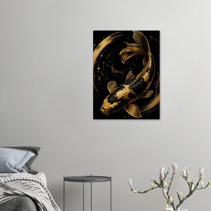 Liquid Koi – Wo Ruhe in goldene Eleganz fließt - Simpls space print-Print Material