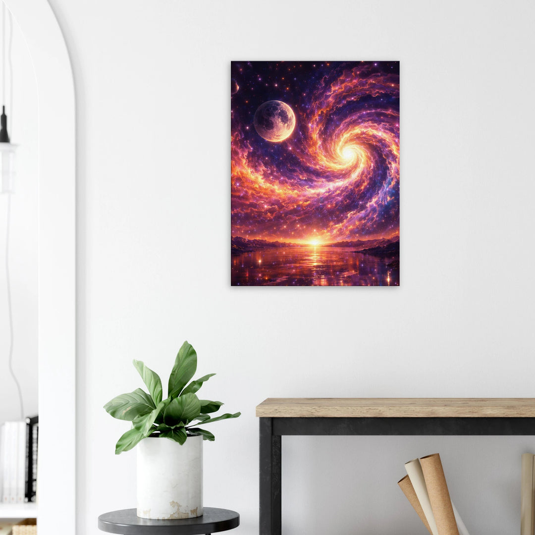 Moonwake Spiral – Kosmische Eleganz für moderne Wohnräume - Simpls space print-Print Material