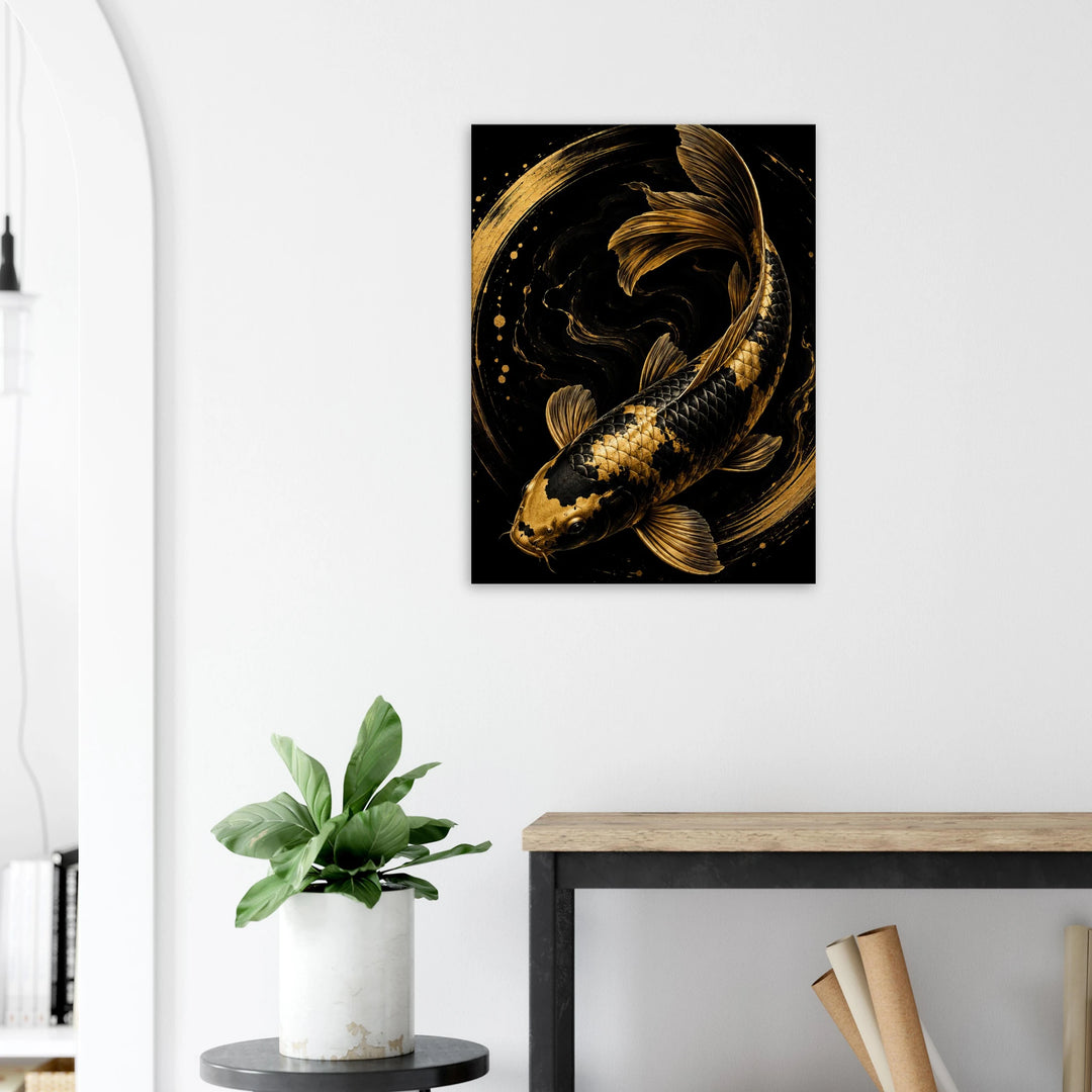 Liquid Koi – Wo Ruhe in goldene Eleganz fließt - Simpls space print-Print Material