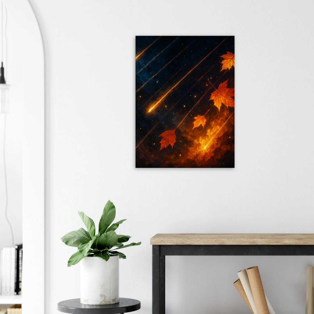 Falling Stars, Falling Leaves – Wenn der Himmel den Herbst umarmt - Simpls space print-Print Material